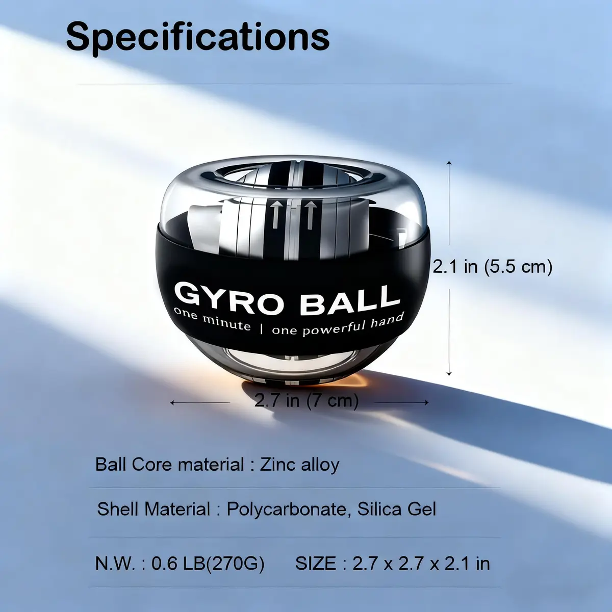 GOZATO Auto-Start Wrist Power Gyro Ball with LED Lights, Wrist & Forearm Exerciser, 22kg Resistance | Grips, Strengthens, and Rehabilitates - view 9