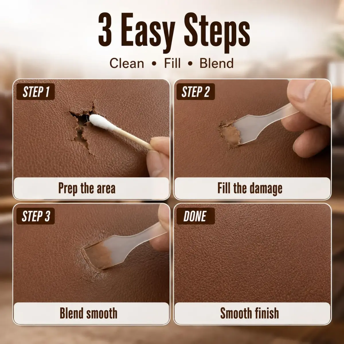 ARCSSAI ARCSSAL Brown Leather Repair Kit | Restores Furniture, Sofas, Jackets, Car Seats & Purses - view 5