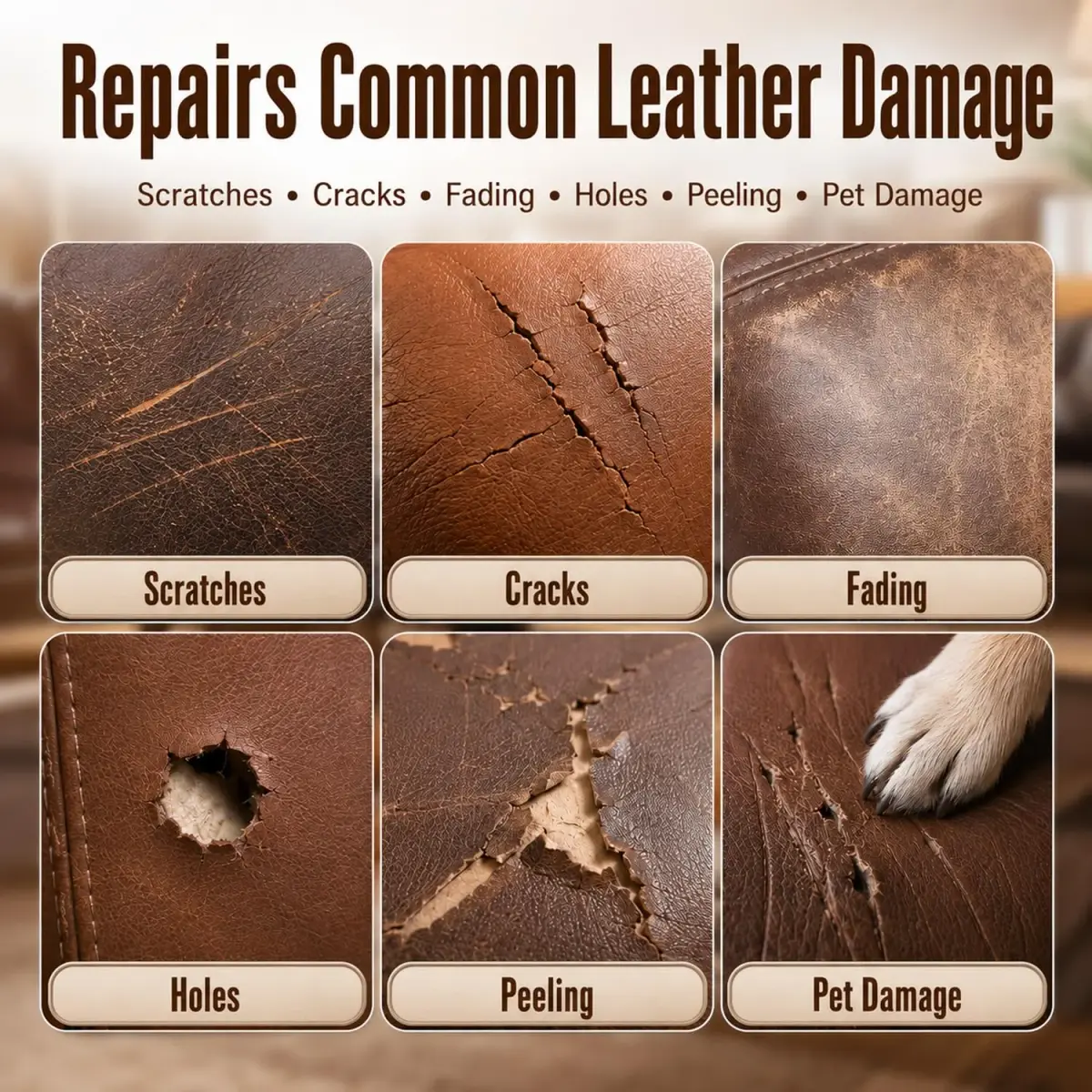 ARCSSAI ARCSSAL Brown Leather Repair Kit | Restores Furniture, Sofas, Jackets, Car Seats & Purses - view 2