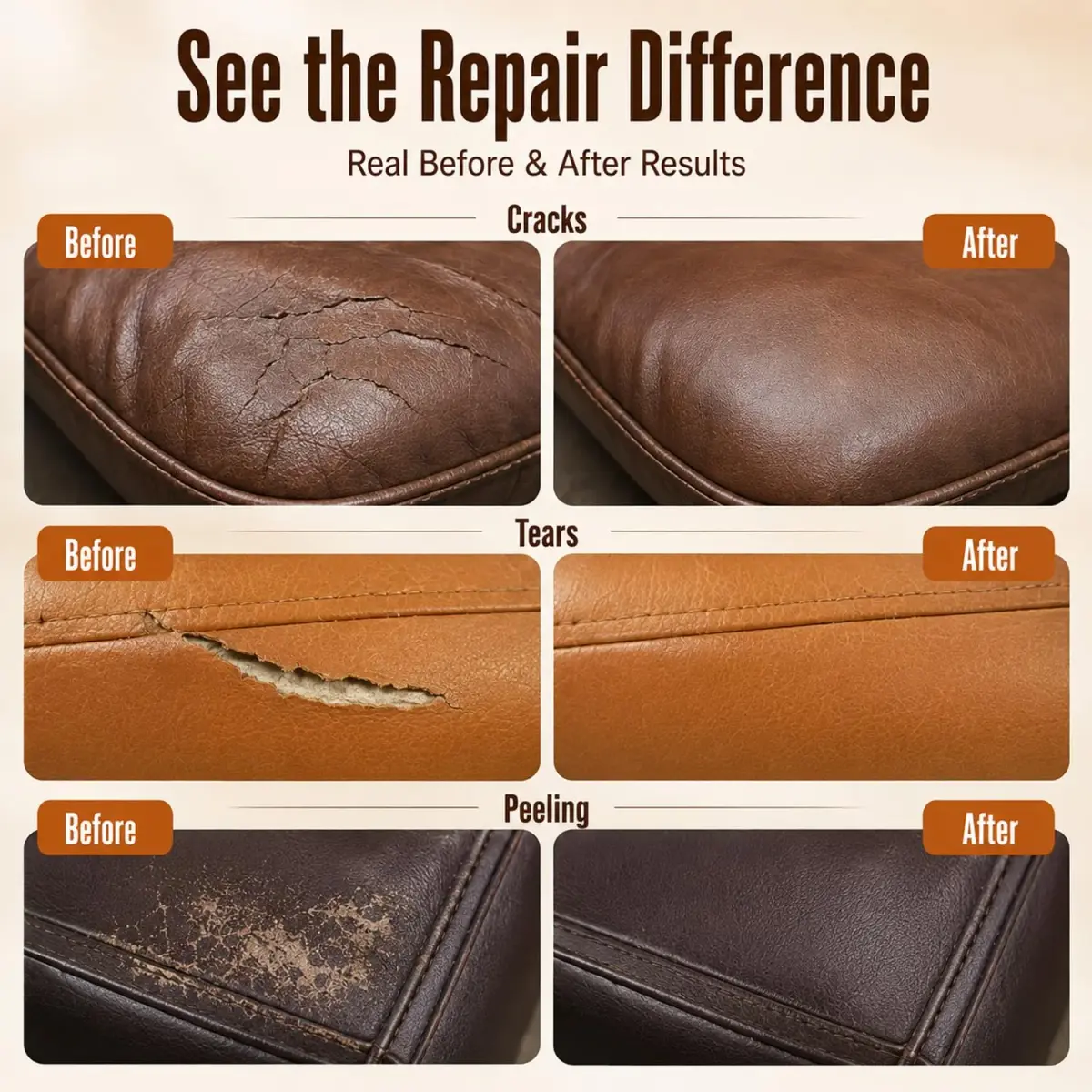 ARCSSAI ARCSSAL Brown Leather Repair Kit | Restores Furniture, Sofas, Jackets, Car Seats & Purses - view 3