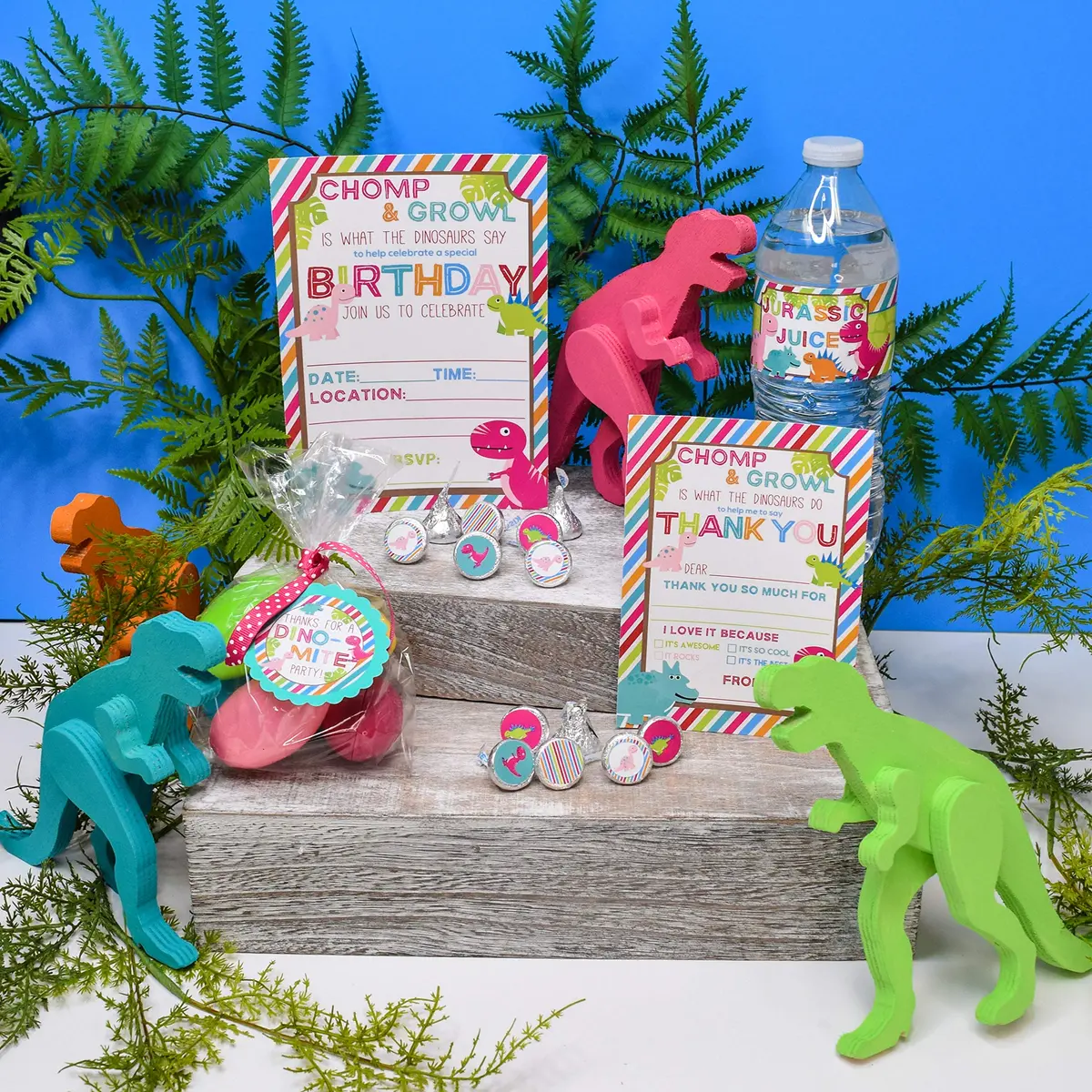 Amanda Creation Dinosaur Birthday Water Bottle Stickers | Waterproof 20 Labels for Girls, 1.75" x 8.5" - view 5
