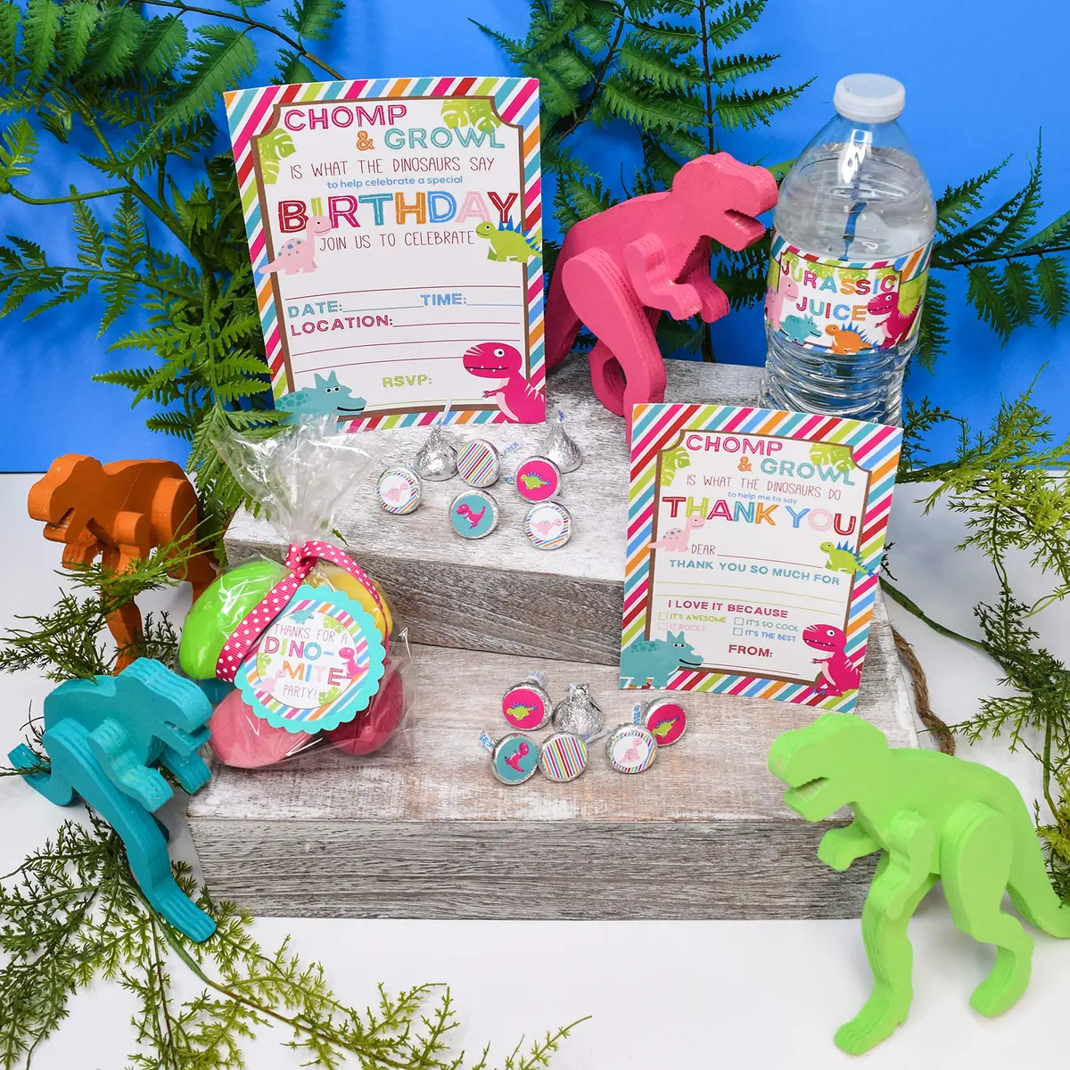 Amanda Creation Dinosaur Birthday Water Bottle Stickers | Waterproof 20 Labels for Girls, 1.75" x 8.5" - view 6