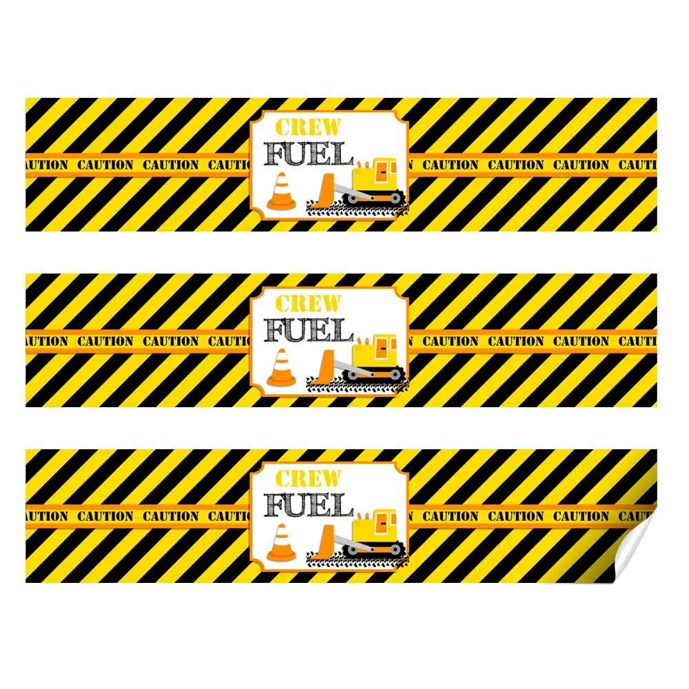 Amanda Creation Waterproof Water Bottle Sticker Wrappers 20 Labels | Construction Site Birthday Party - view 7