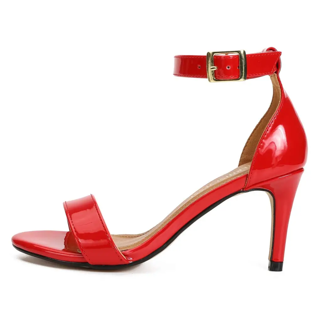MAIERNISI JESSI Unisex Ankle Strap Heeled Sandals | Open Toe, Patent Red, 14.5 Women/13 Men - view 7