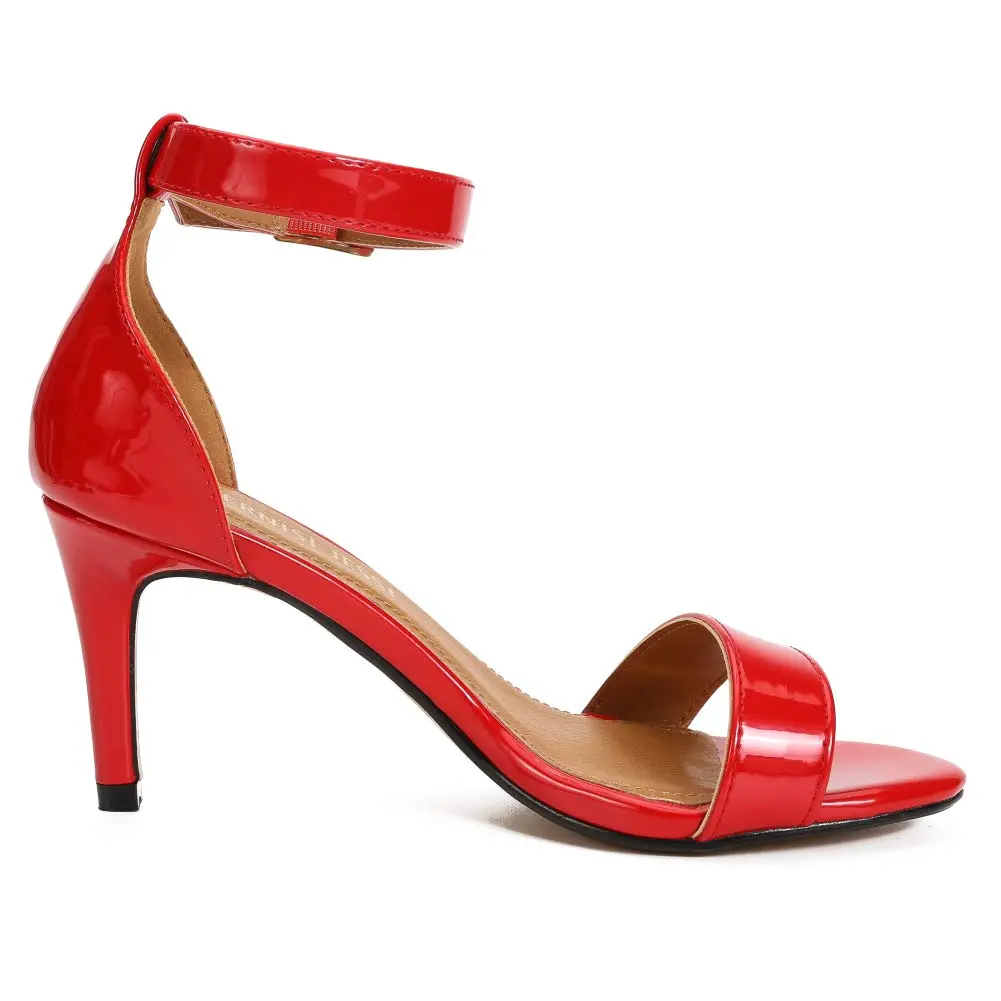 MAIERNISI JESSI Unisex Ankle Strap Heeled Sandals | Open Toe, Patent Red, 14.5 Women/13 Men - view 8