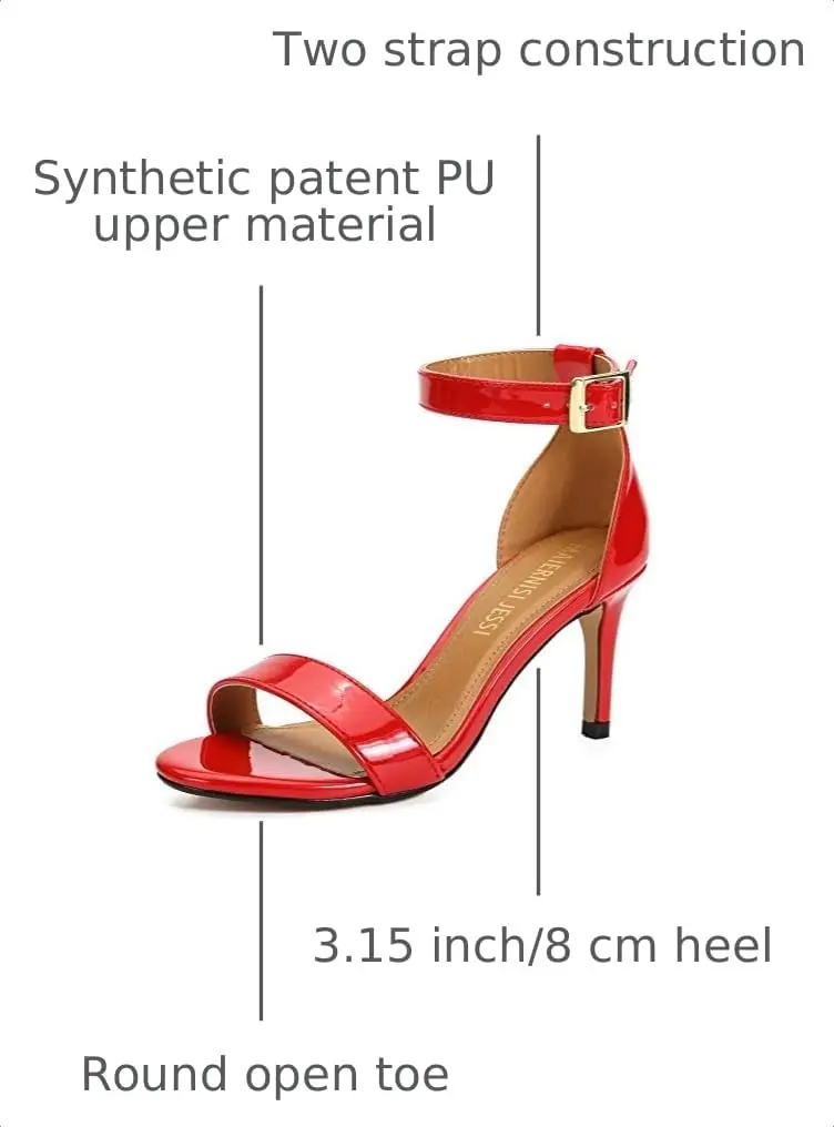 MAIERNISI JESSI Unisex Ankle Strap Heeled Sandals | Open Toe, Patent Red, 14.5 Women/13 Men - view 3