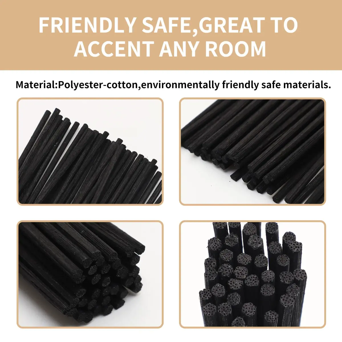 VFULIE Black Reed Diffuser Sticks 100 Count | 10 Inch Natural Rattan for Home Fragrance - view 2