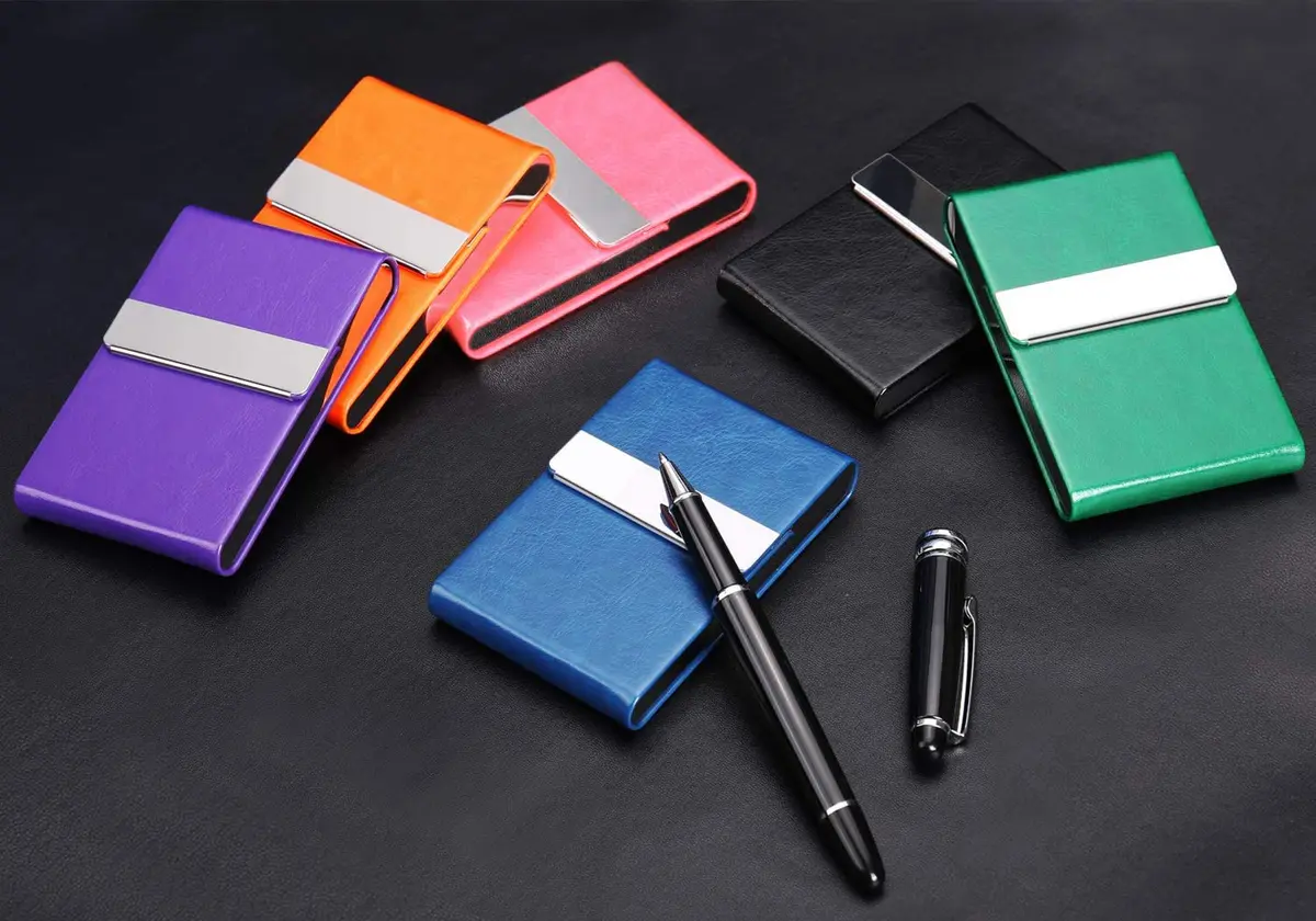 JuneLsy Professional PU Leather Business Card Holder Case with Magnetic Shut (S-Mint Green, 15-20 Cards) - view 2