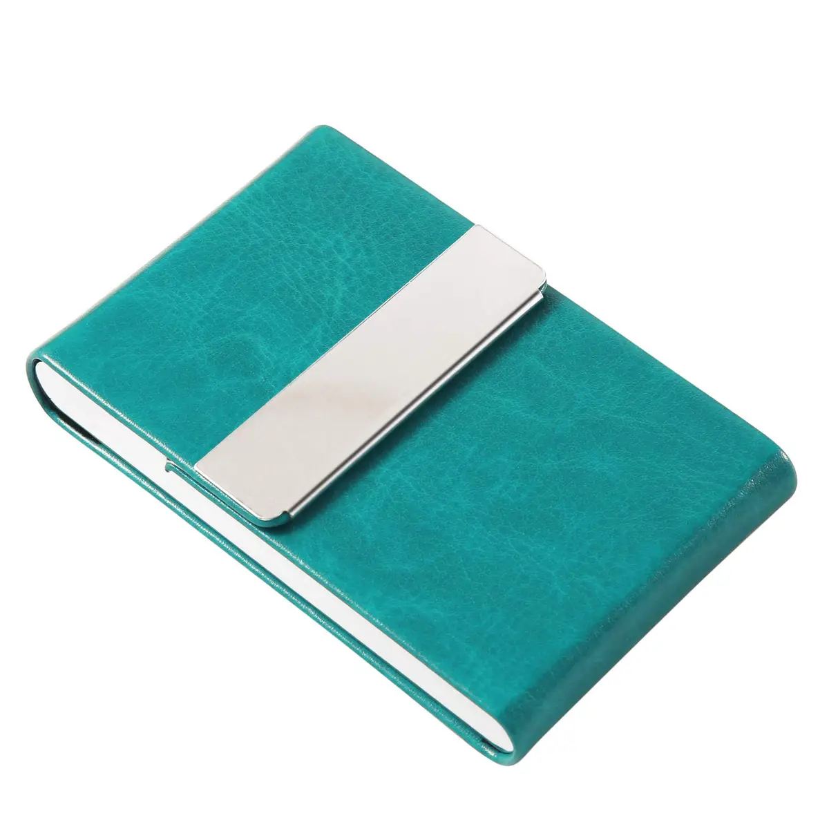 JuneLsy Professional PU Leather Business Card Holder Case with Magnetic Shut (S-Mint Green, 15-20 Cards) - view 3