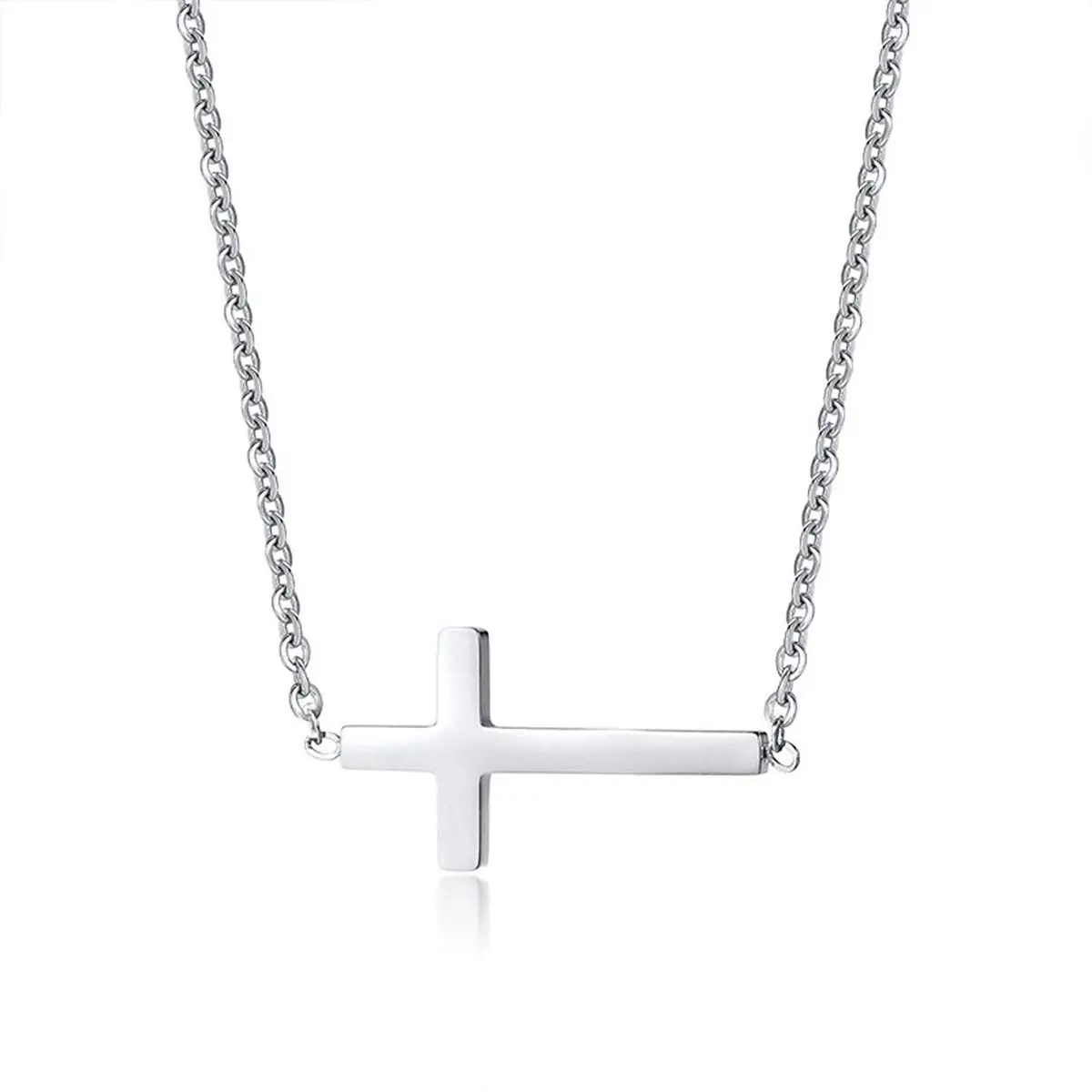 MOMOL Sideways Cross Necklace for Women 18K Gold Plated Christian Necklaces | Elegant Daily Wear - main product image