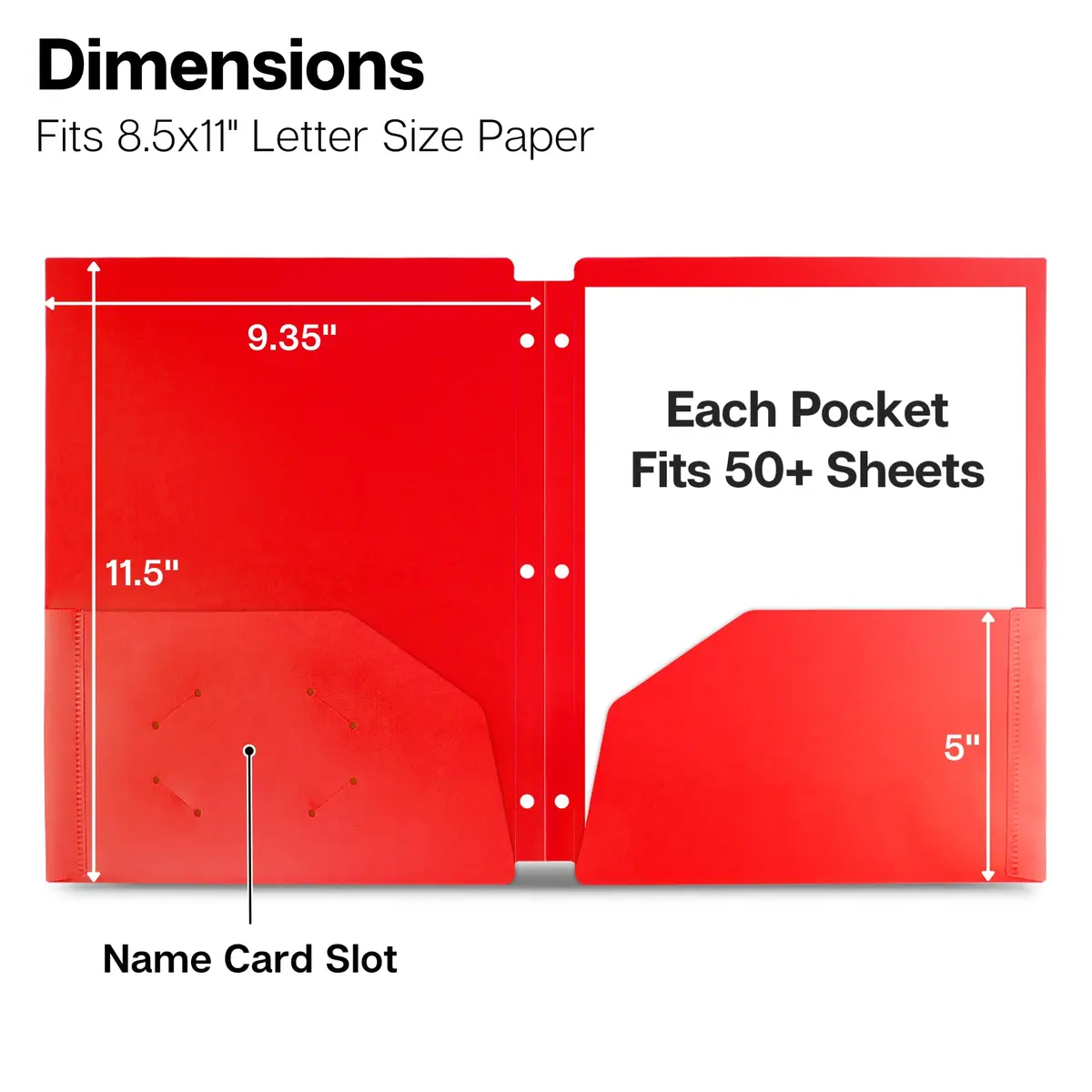 Dunwell 2-Pocket Folder for 3-Ring Binder, 8.5x11, 3-Pack, Red | Durable, Water-Resistant Poly Folder - view 5