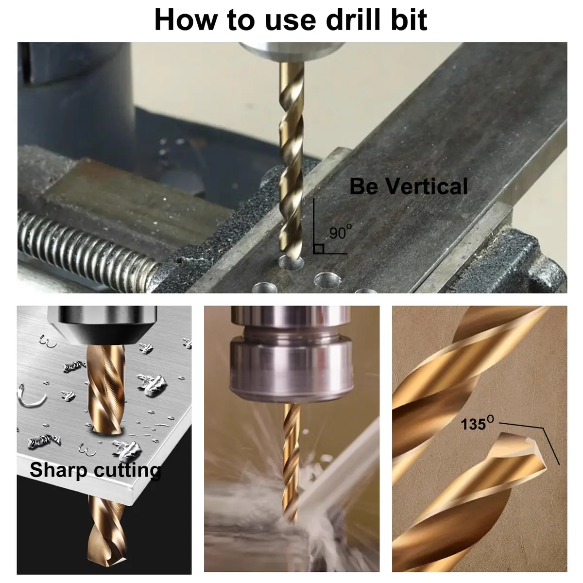 Sipery M35 Cobalt Drill Bit Set 8mm | High Speed Steel Jobber Length, 5 Pack, for Steel & Hard Metals - view 7