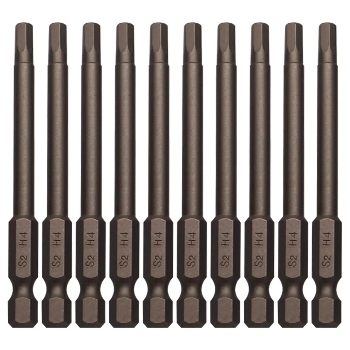 Sipery H4 Hex Allen Wrench Drill Bits 4mm (0.16 Inch) S2 Steel Magnetic 1/4 Inch Hex Shank 75mm (3 Inch) Long 10 Pack - main product image