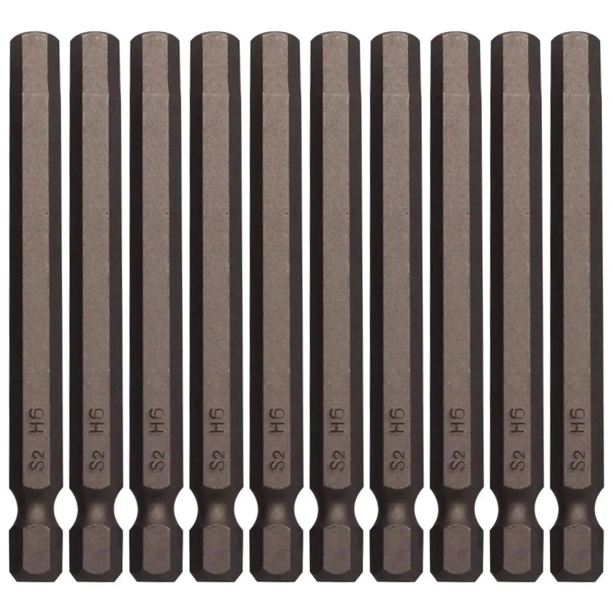 Sipery H6 Hex Head Allen Wrench Drill Bits 6mm (0.24 Inch) S2 Steel Magnetic 75mm (3 Inch) Long 10-Pack | For Power Drills & Screwdrivers - main product image