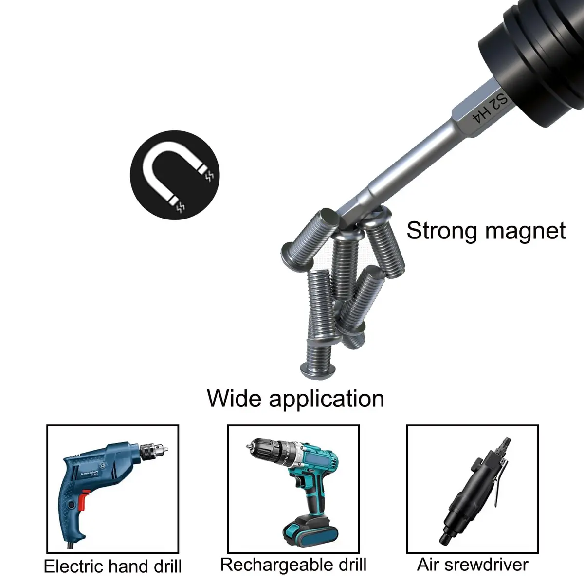 Sipery H3 3mm Hex Allen Wrench Drill Bits 75mm (3 Inch) S2 Steel Magnetic 10-Piece Set | For Power Drills & Screwdrivers - view 4