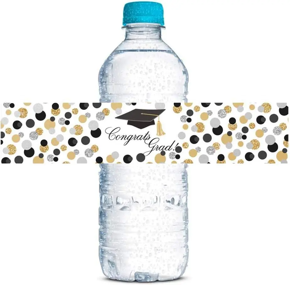 Amanda Creation Confetti Polka Dot Water Bottle Labels Waterproof 20 Pack | 1.75" x 8.5" Waterproof Vinyl Labels for Party - view 2