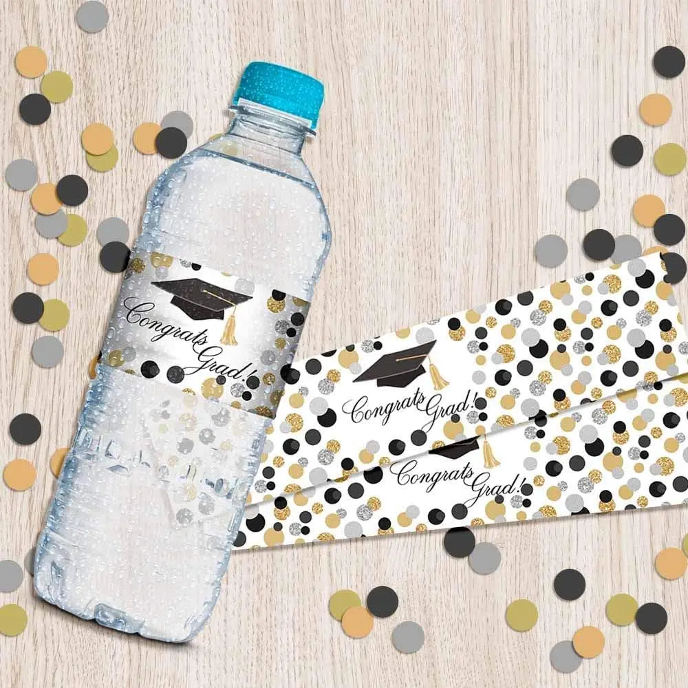Amanda Creation Confetti Polka Dot Water Bottle Labels Waterproof 20 Pack | 1.75" x 8.5" Waterproof Vinyl Labels for Party - view 9
