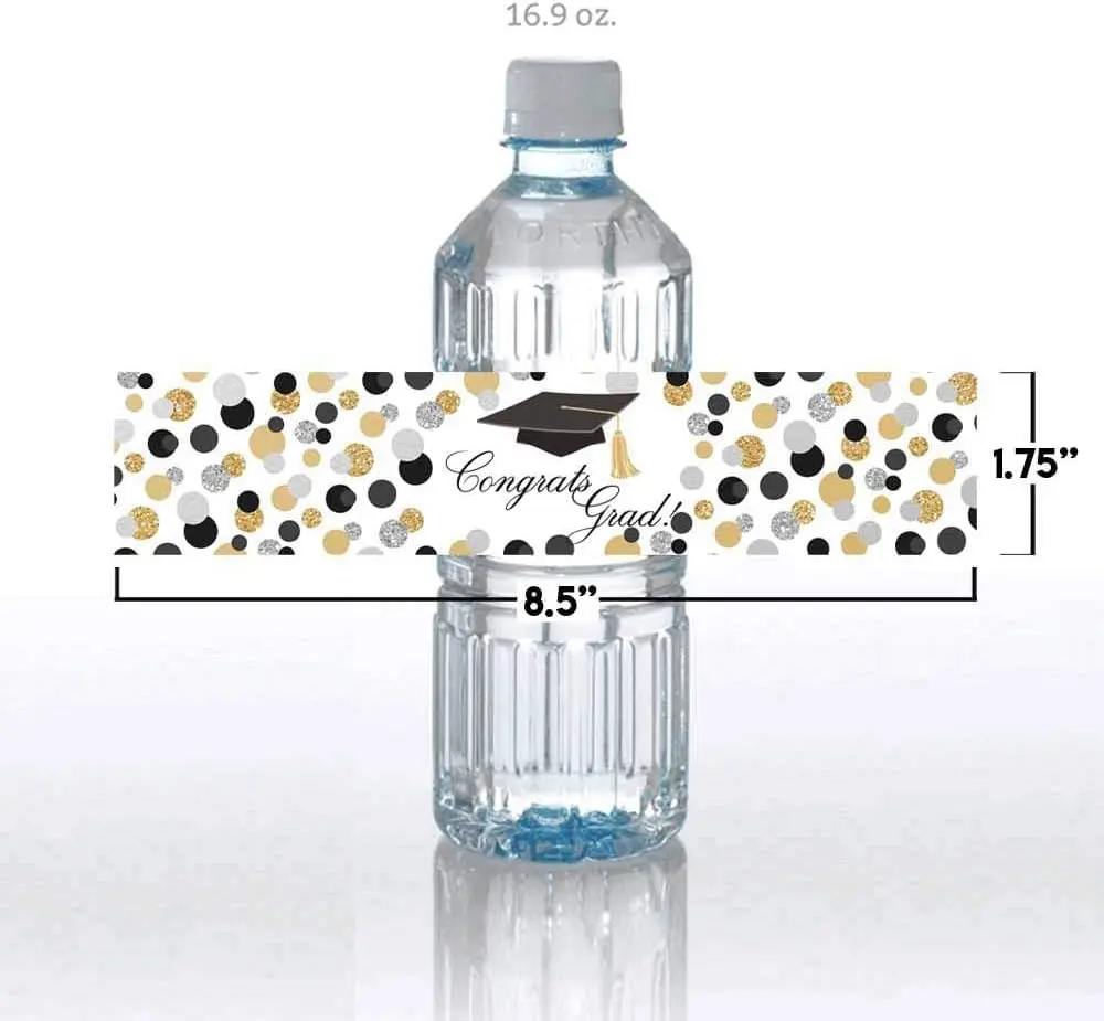 Amanda Creation Confetti Polka Dot Water Bottle Labels Waterproof 20 Pack | 1.75" x 8.5" Waterproof Vinyl Labels for Party - view 8
