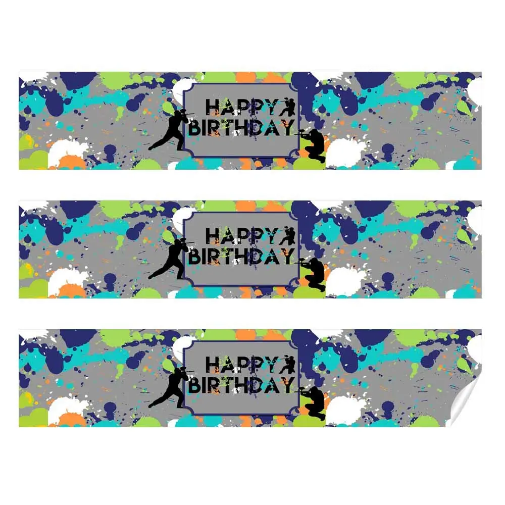 Amanda Creation Splatter Paintball Water Bottle Labels 20-Pack | Waterproof Vinyl Wraps for Parties - view 7