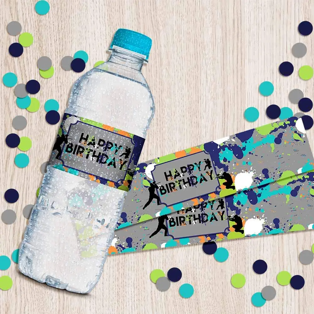Amanda Creation Splatter Paintball Water Bottle Labels 20-Pack | Waterproof Vinyl Wraps for Parties - view 9