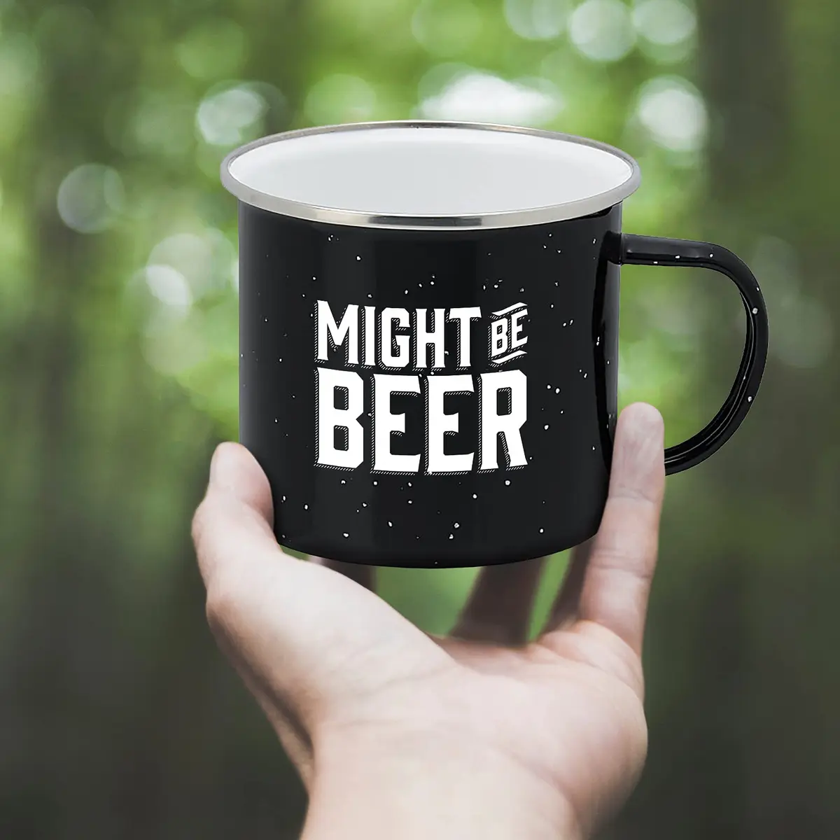 Live It Up! Party Supplies Enamel Camping Coffee Mug 15 oz | Might Be Beer Large Tin Cup - view 6