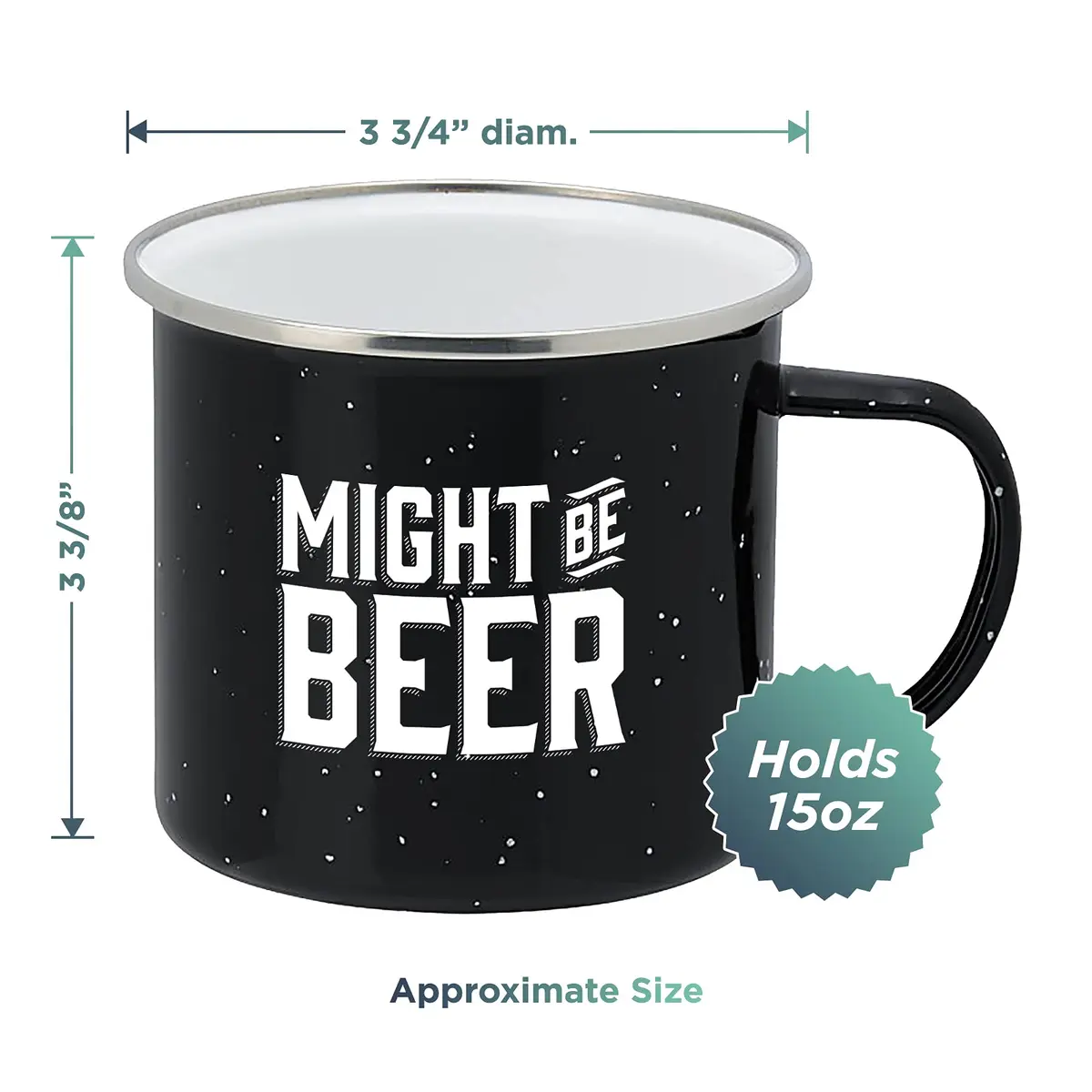 Live It Up! Party Supplies Enamel Camping Coffee Mug 15 oz | Might Be Beer Large Tin Cup - view 2