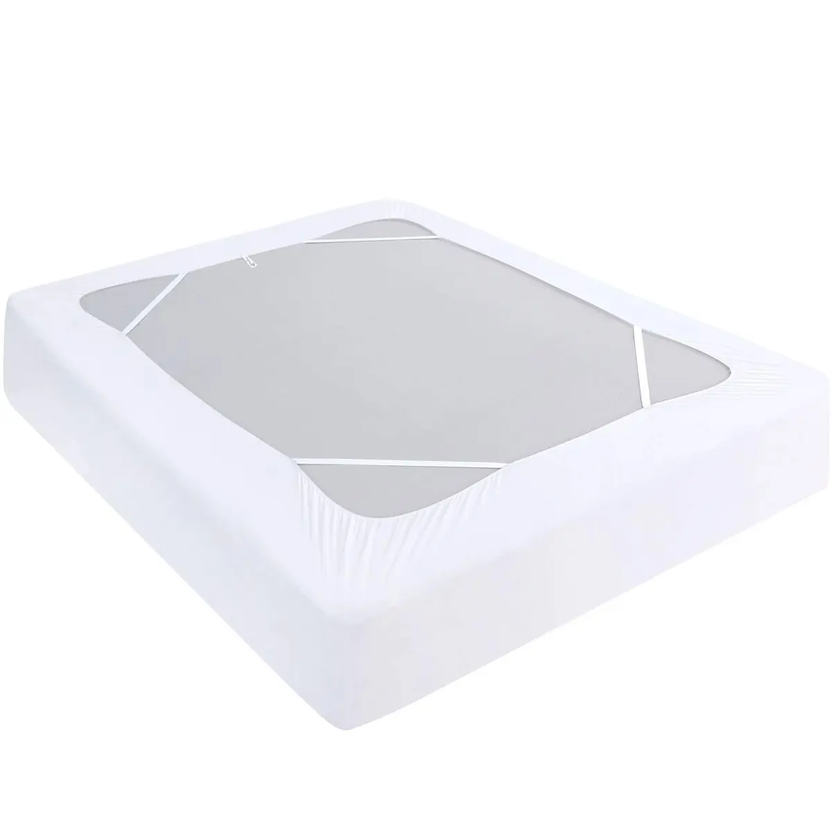 Moonsea King Size Box Spring Cover 203.2 cm (80") | White Elastic Fabric Wrap Around 4 Sides Bed Skirt - main product image