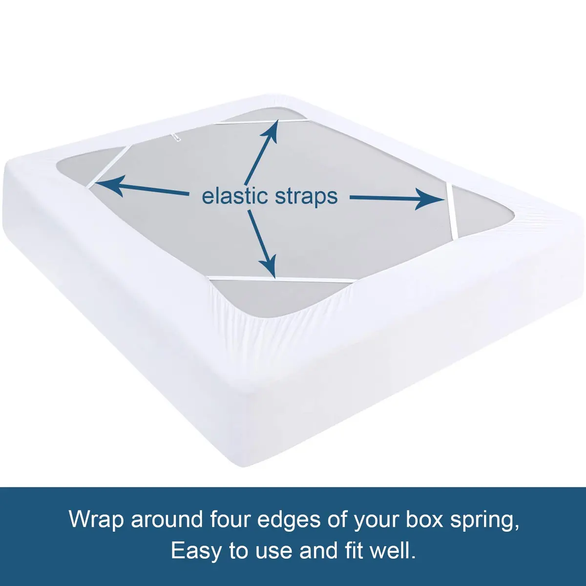 Moonsea King Size Box Spring Cover 203.2 cm (80") | White Elastic Fabric Wrap Around 4 Sides Bed Skirt - view 5