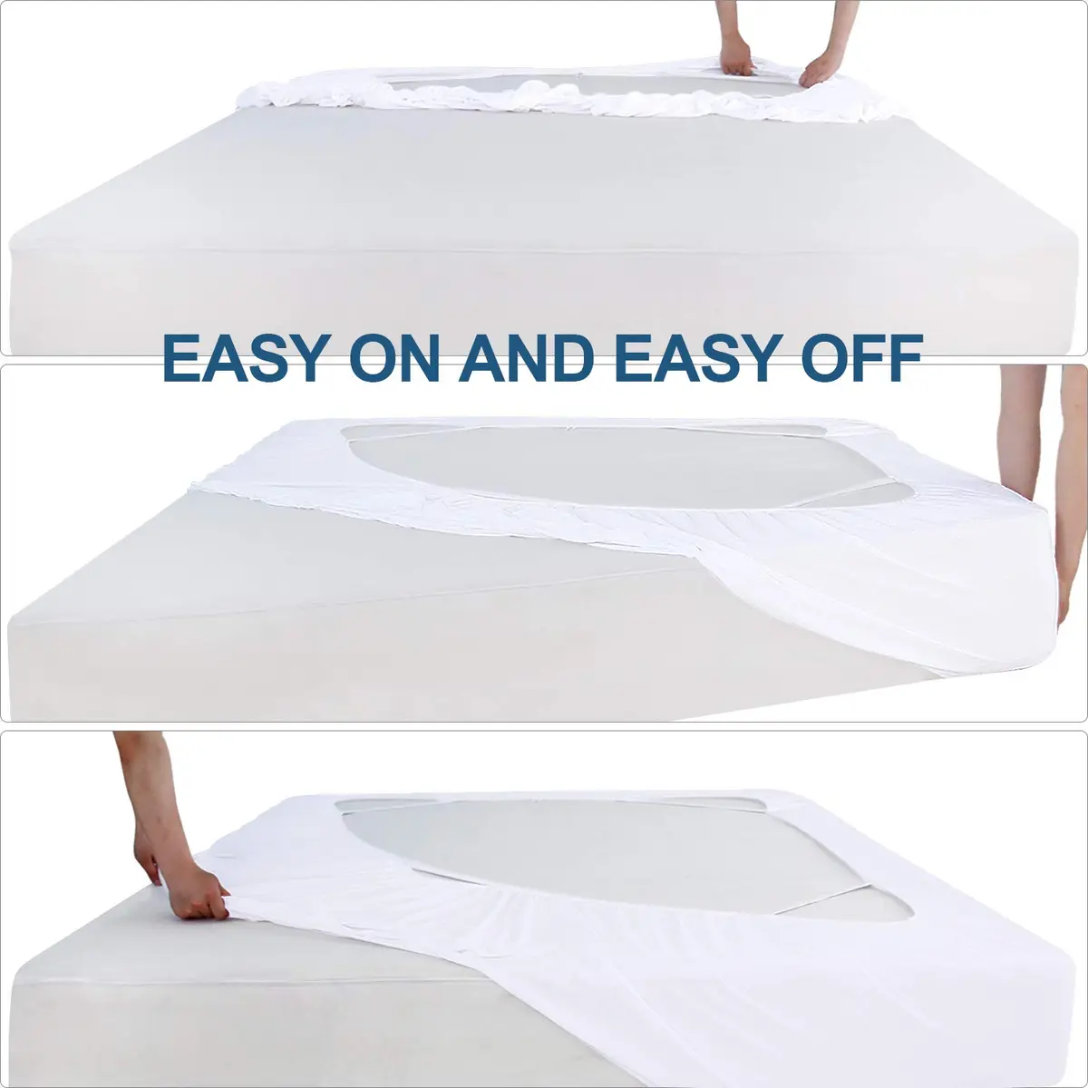 Moonsea King Size Box Spring Cover 203.2 cm (80") | White Elastic Fabric Wrap Around 4 Sides Bed Skirt - view 7
