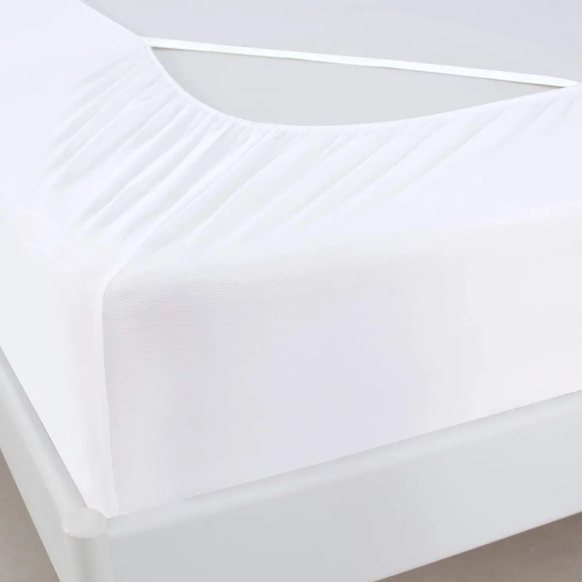 Moonsea King Size Box Spring Cover 203.2 cm (80") | White Elastic Fabric Wrap Around 4 Sides Bed Skirt - view 2