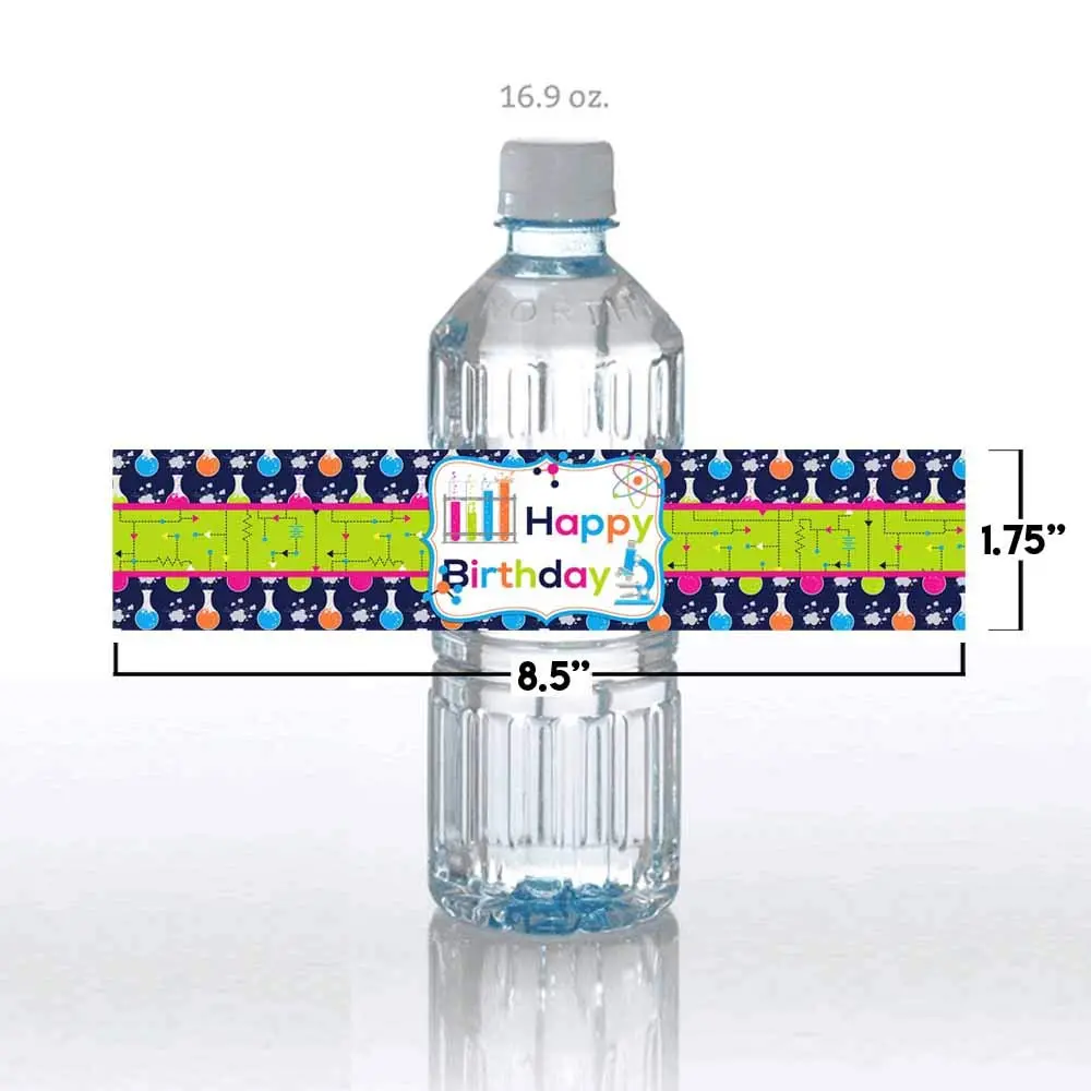 Amanda Creation Science Themed Birthday Party Waterproof Water Bottle Sticker Wrappers 20 Labels (8.5" x 1.75") | Assorted Colors Kitchen - view 5