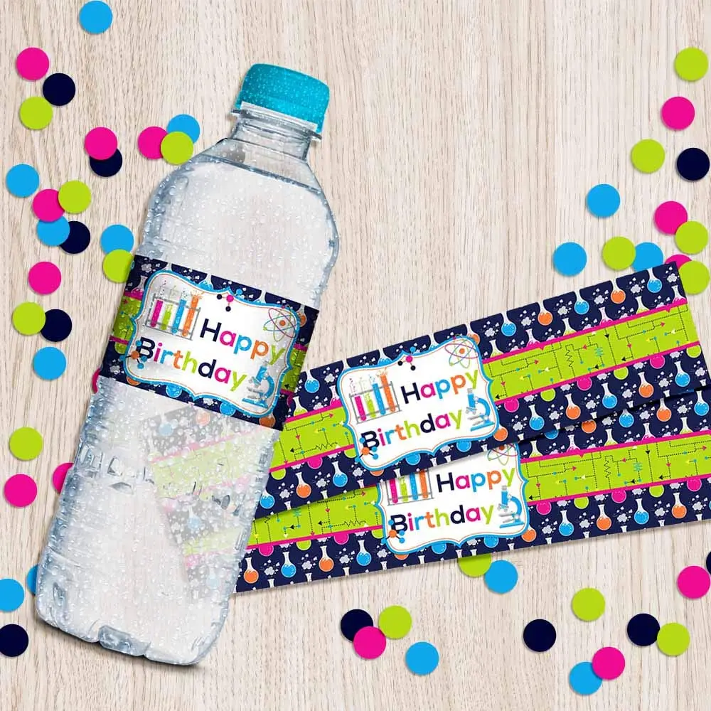Amanda Creation Science Themed Birthday Party Waterproof Water Bottle Sticker Wrappers 20 Labels (8.5" x 1.75") | Assorted Colors Kitchen - view 6