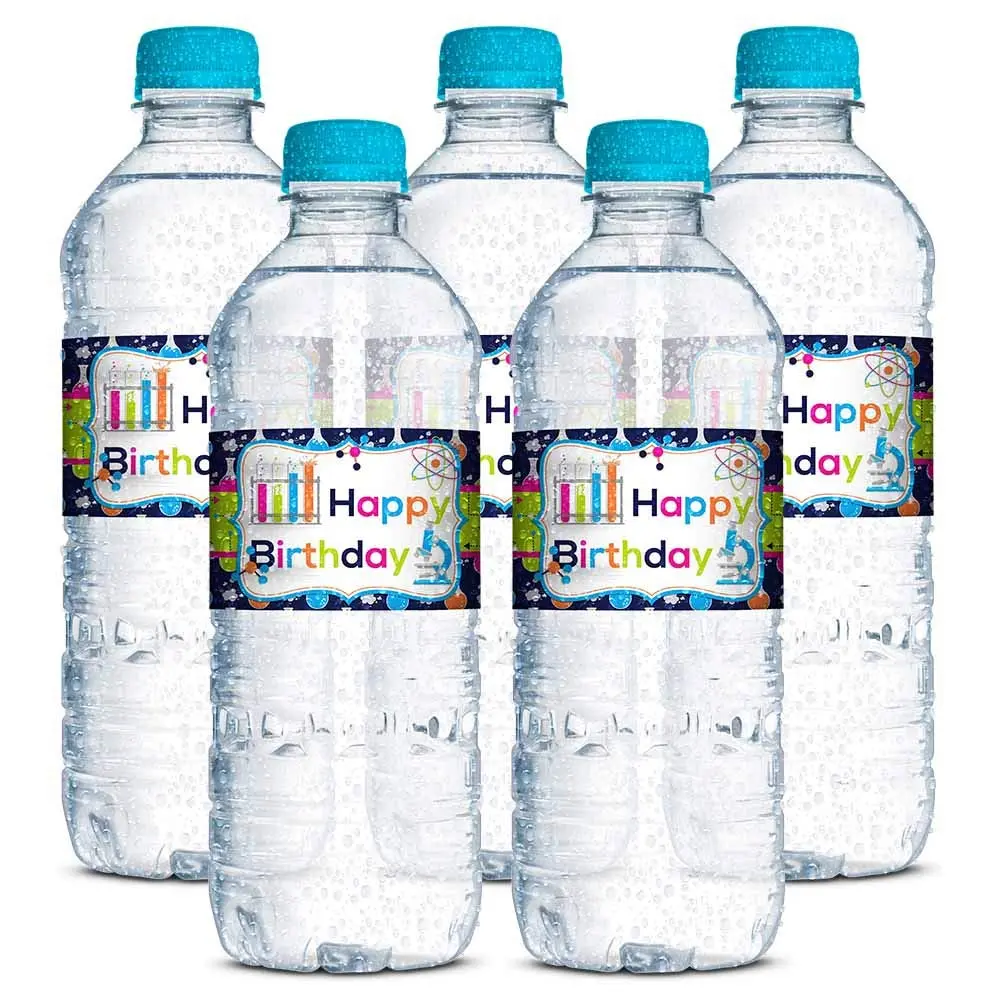 Amanda Creation Science Themed Birthday Party Waterproof Water Bottle Sticker Wrappers 20 Labels (8.5" x 1.75") | Assorted Colors Kitchen - view 3