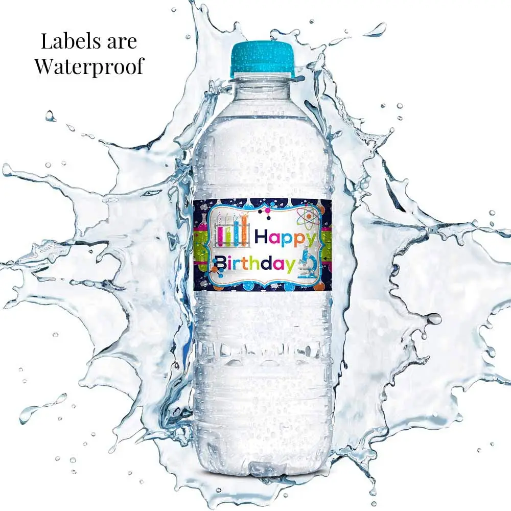 Amanda Creation Science Themed Birthday Party Waterproof Water Bottle Sticker Wrappers 20 Labels (8.5" x 1.75") | Assorted Colors Kitchen - view 4