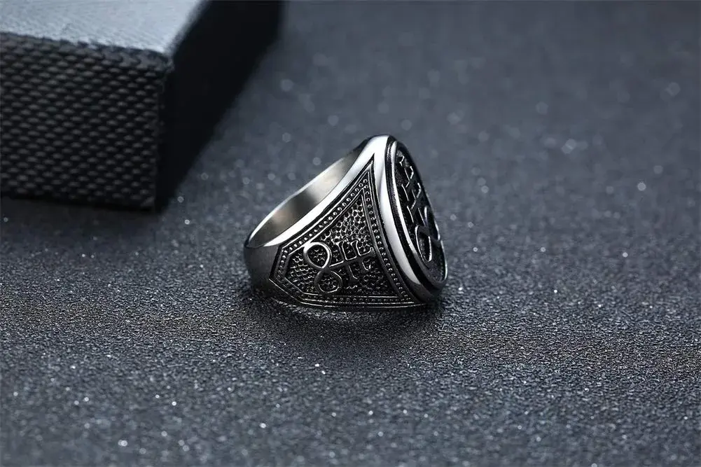 VNOX Sigil of Lucifer Seal of Satan Symbol Signet Ring Band for Men, Talisman Amulet Jewelry - Size 8 (2 Pcs, Silver) - view 4