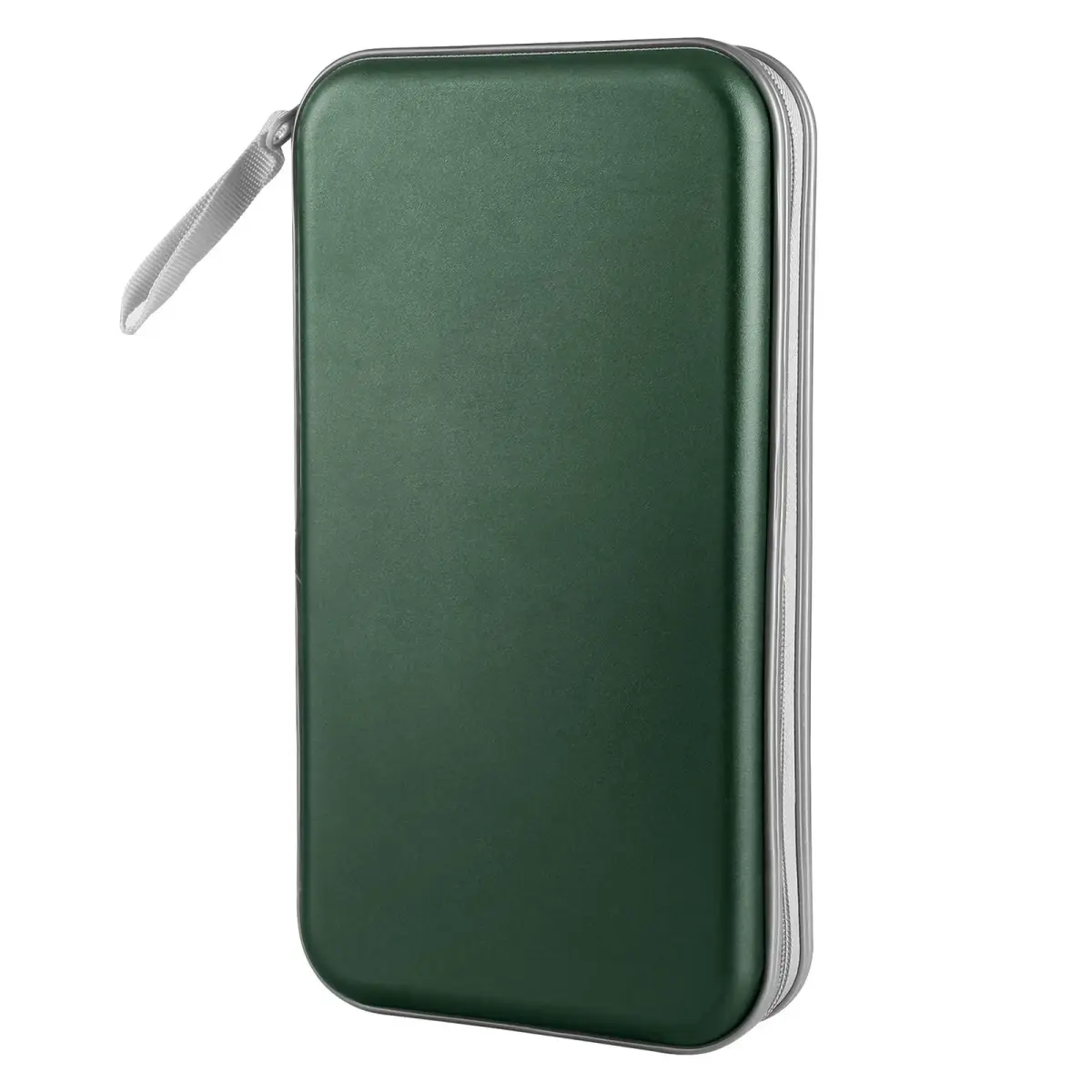 Siveit 80 Capacity CD/DVD Case Holder in Dark Green - Hard Plastic Zippered Wallet - main product image