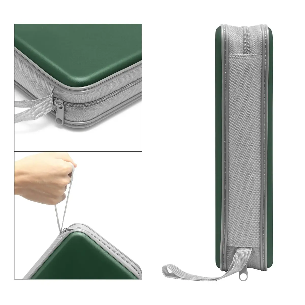 Siveit 80 Capacity CD/DVD Case Holder in Dark Green - Hard Plastic Zippered Wallet - view 3