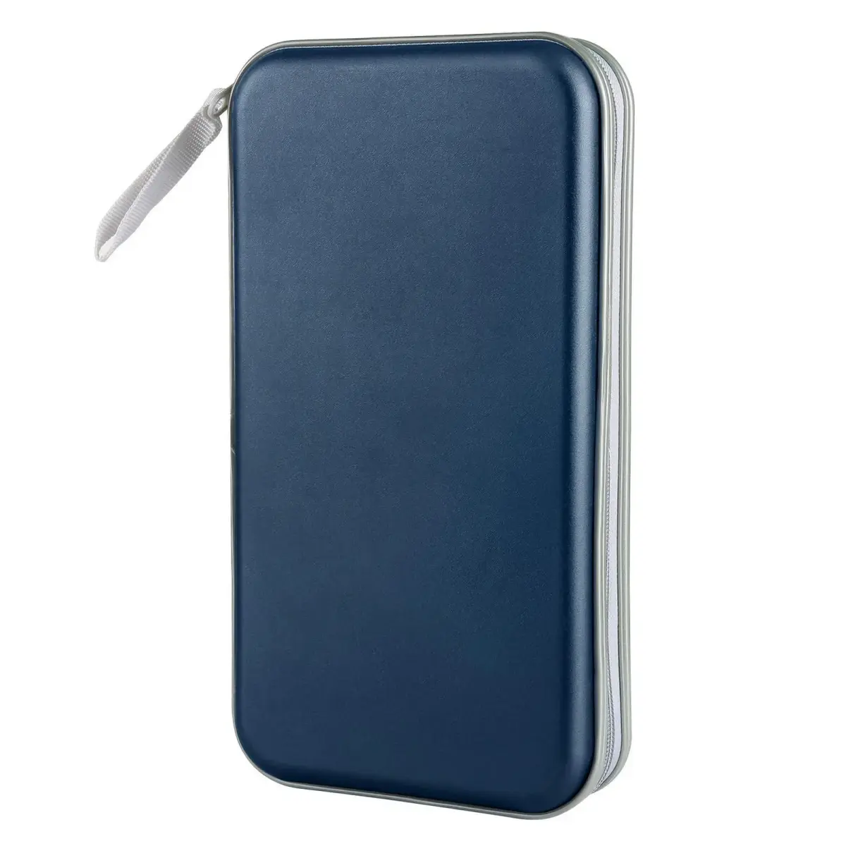 Siveit 80 Capacity CD/DVD Case Holder in Dark Blue - Hard Plastic Zipper Wallet - main product image