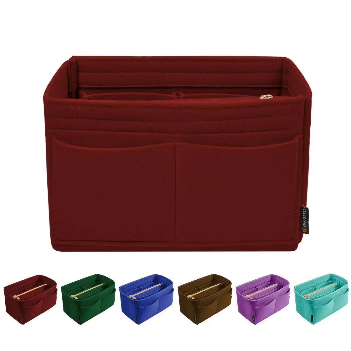 OMYSTYLE Dark Red Large Felt Organizer Insert | Keeps Handbags Tidy & Structured - main product image