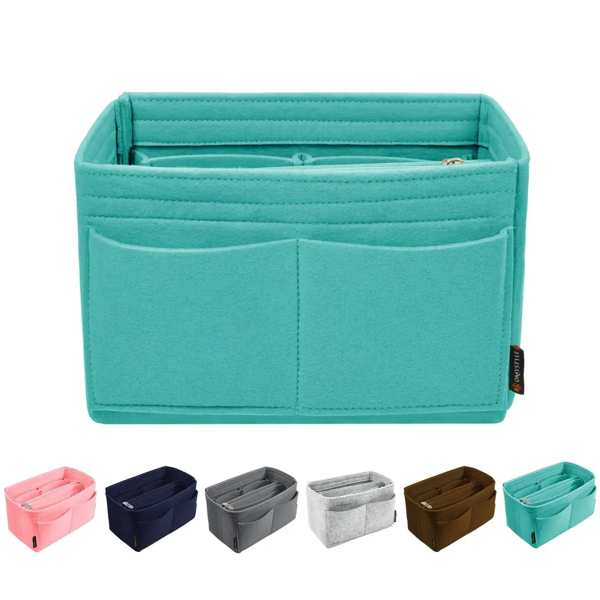 OMYSTYLE Cyan Large Felt Organizer Insert | 18.3cm x 12.9cm x 17.5cm (Large) - main product image