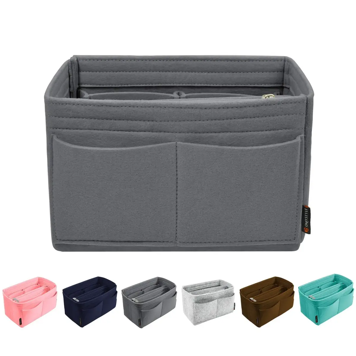 OMYSTYLE Dark Grey X-Large Felt Tote Bag Organizer Insert with 13 Pockets | 30cm x 15cm x 16cm - main product image