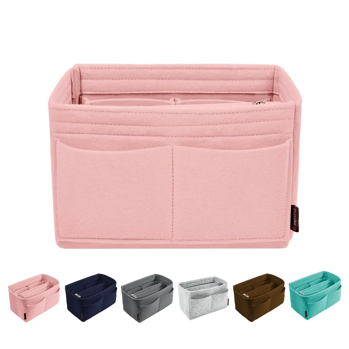 OMYSTYLE Pink Large Felt Organizer Insert | 13 Pockets, 180g, Compatible with Tote Bags - main product image