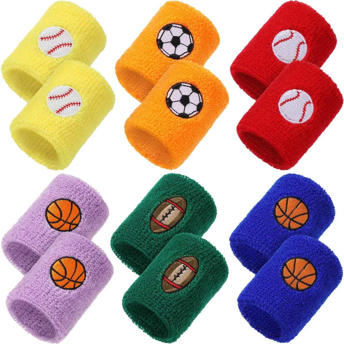 Gejoy 24 Pieces Sports Wristbands for Kids | Colorful Sweatbands for Kids & Sports Fans - main product image