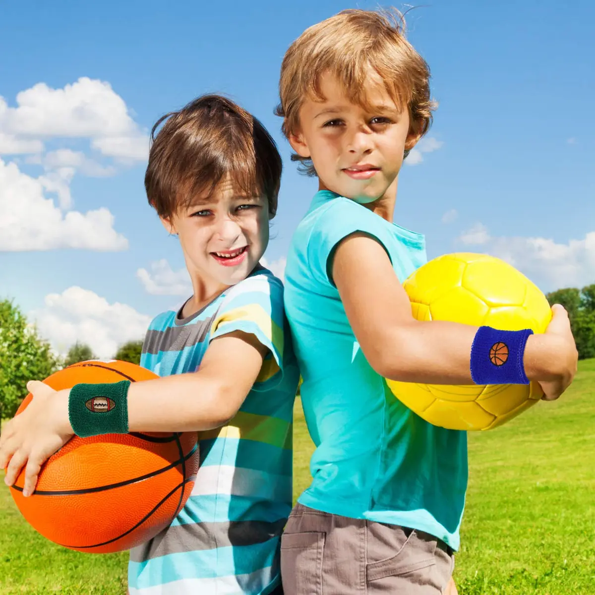 Gejoy 24 Pieces Sports Wristbands for Kids | Colorful Sweatbands for Kids & Sports Fans - view 2