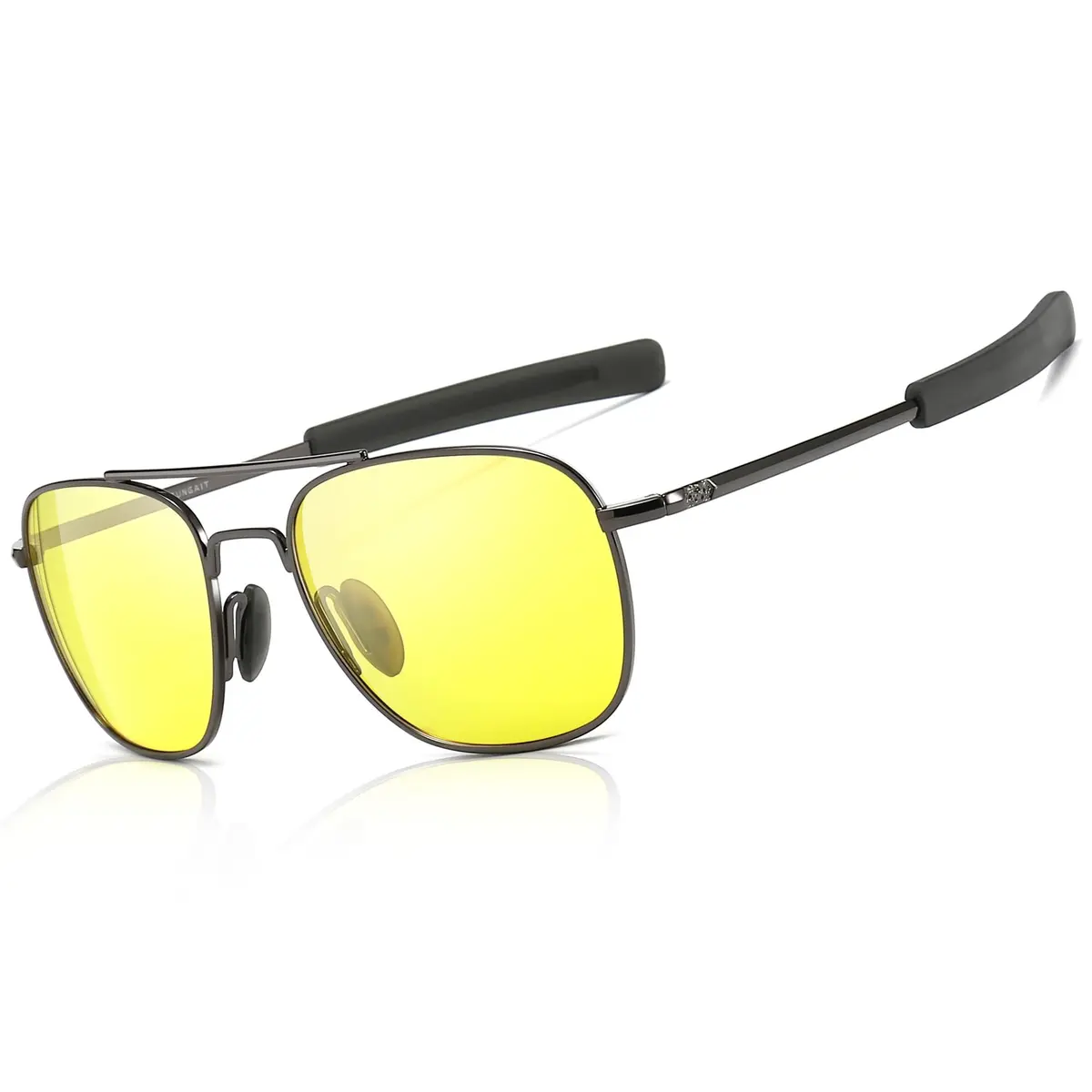 SUNGAIT Men's Military Style Polarized Pilot Aviator Sunglasses with Bayonet Temples | Night Driving & Low Light Vision - main product image