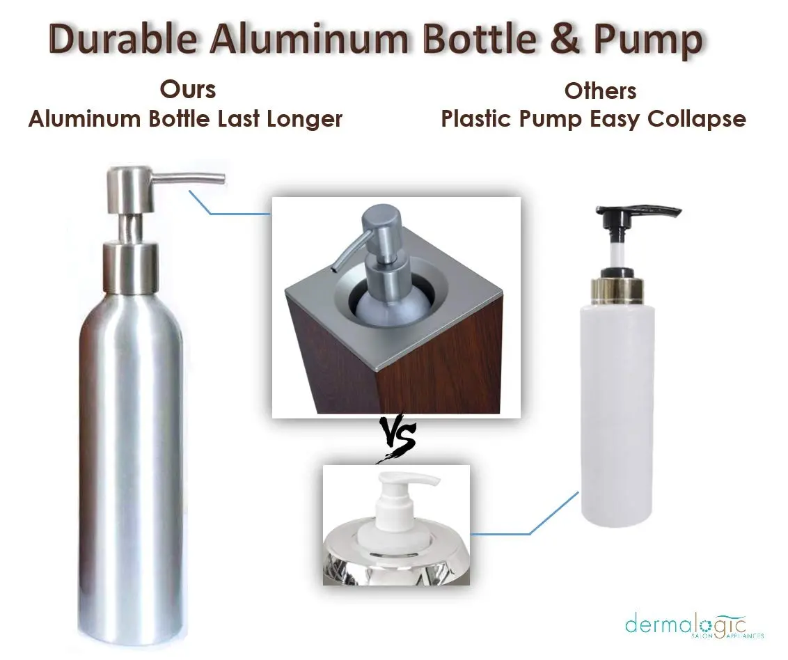 DERMALOGIC Massage Oil Warmer Replacement 8.5 fl oz | Aluminum Bottle with Stainless Steel Pump - main product image