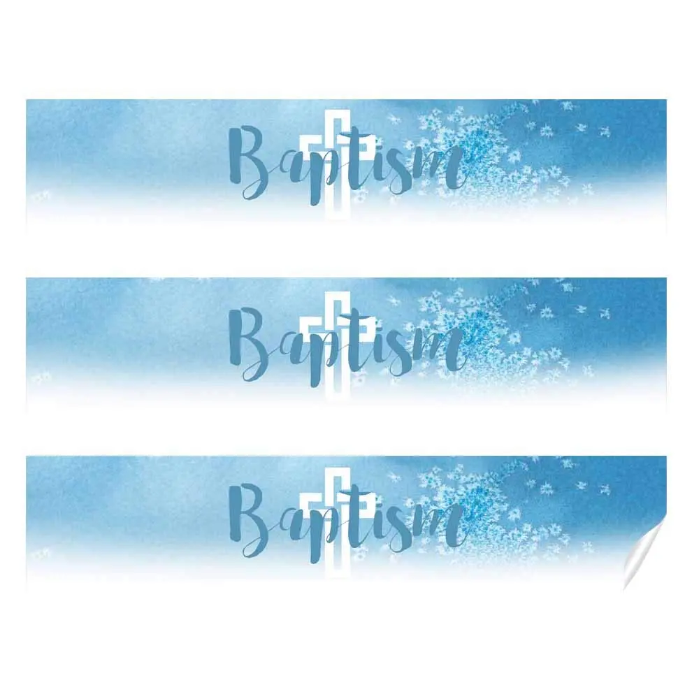 Amanda Creation Blue Watercolor Baptism Water Bottle Labels 20 Count | Waterproof Vinyl Wraps for Boys - view 2