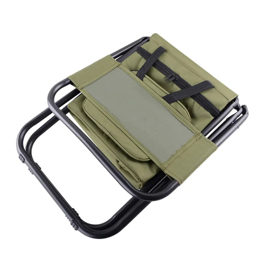 KINGMODERN Portable Camping Chair with Cooler Bag & Backrest - Army Green | Lightweight Backpack Stool, 200kg Capacity - view 6