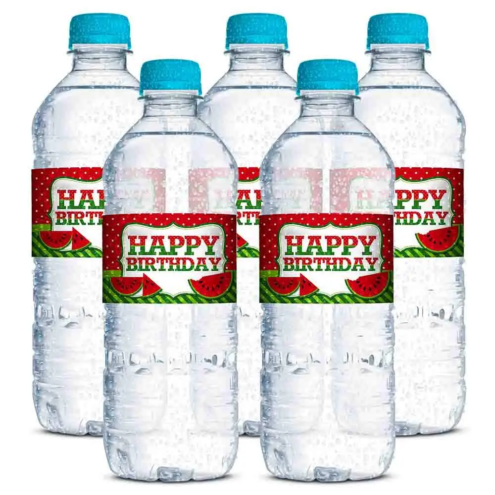 Amanda Creation Water Bottle Stickers Watermelon Birthday Waterproof 20 Labels | Waterproof, USA Design (70-120 chars) - view 3