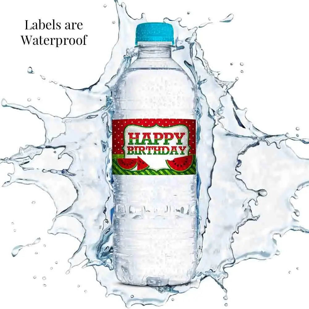 Amanda Creation Water Bottle Stickers Watermelon Birthday Waterproof 20 Labels | Waterproof, USA Design (70-120 chars) - view 4